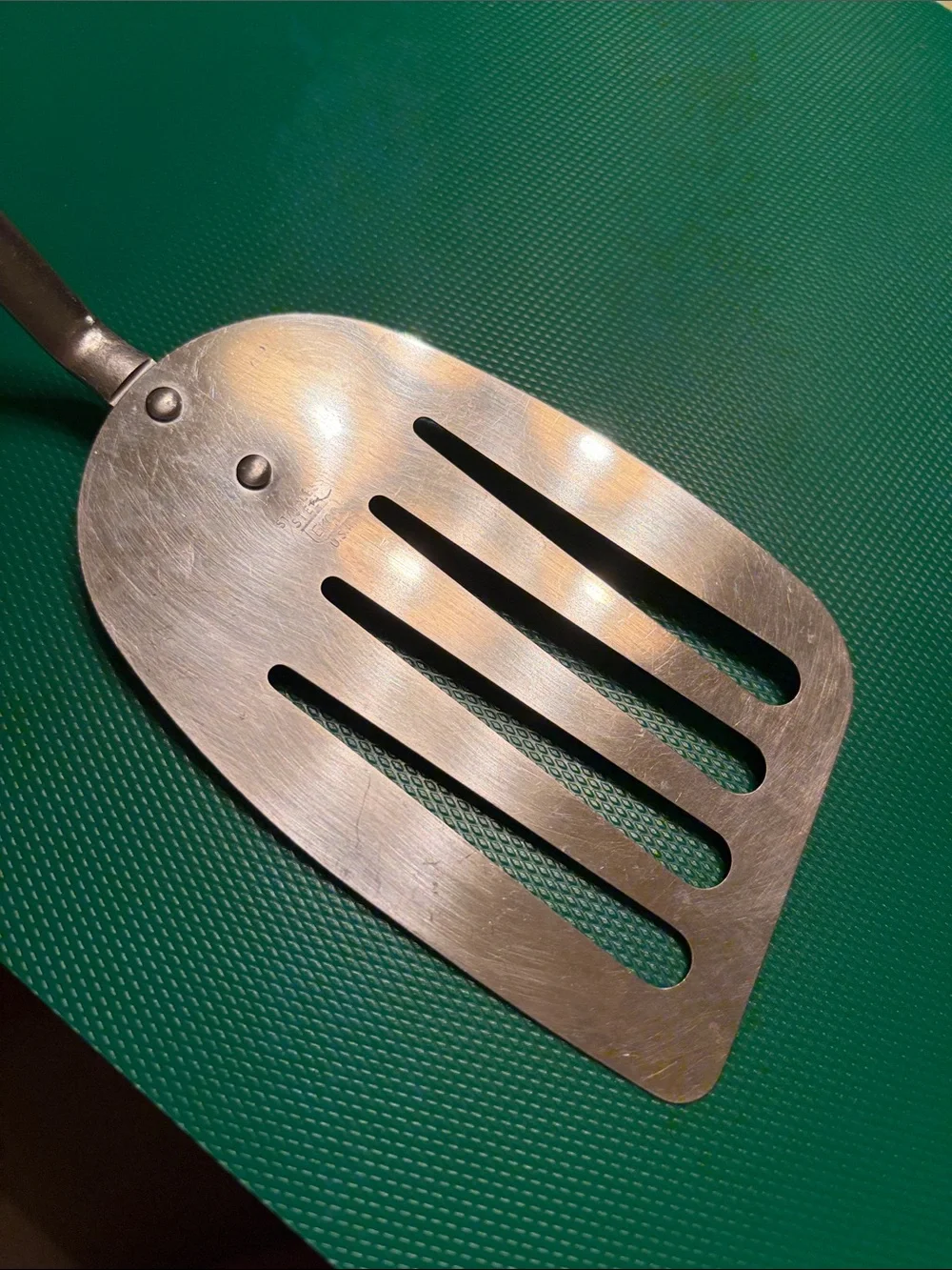 Ekco USA Slotted Angled Spatula Turner Stainless Steel Black Starburst Vintage